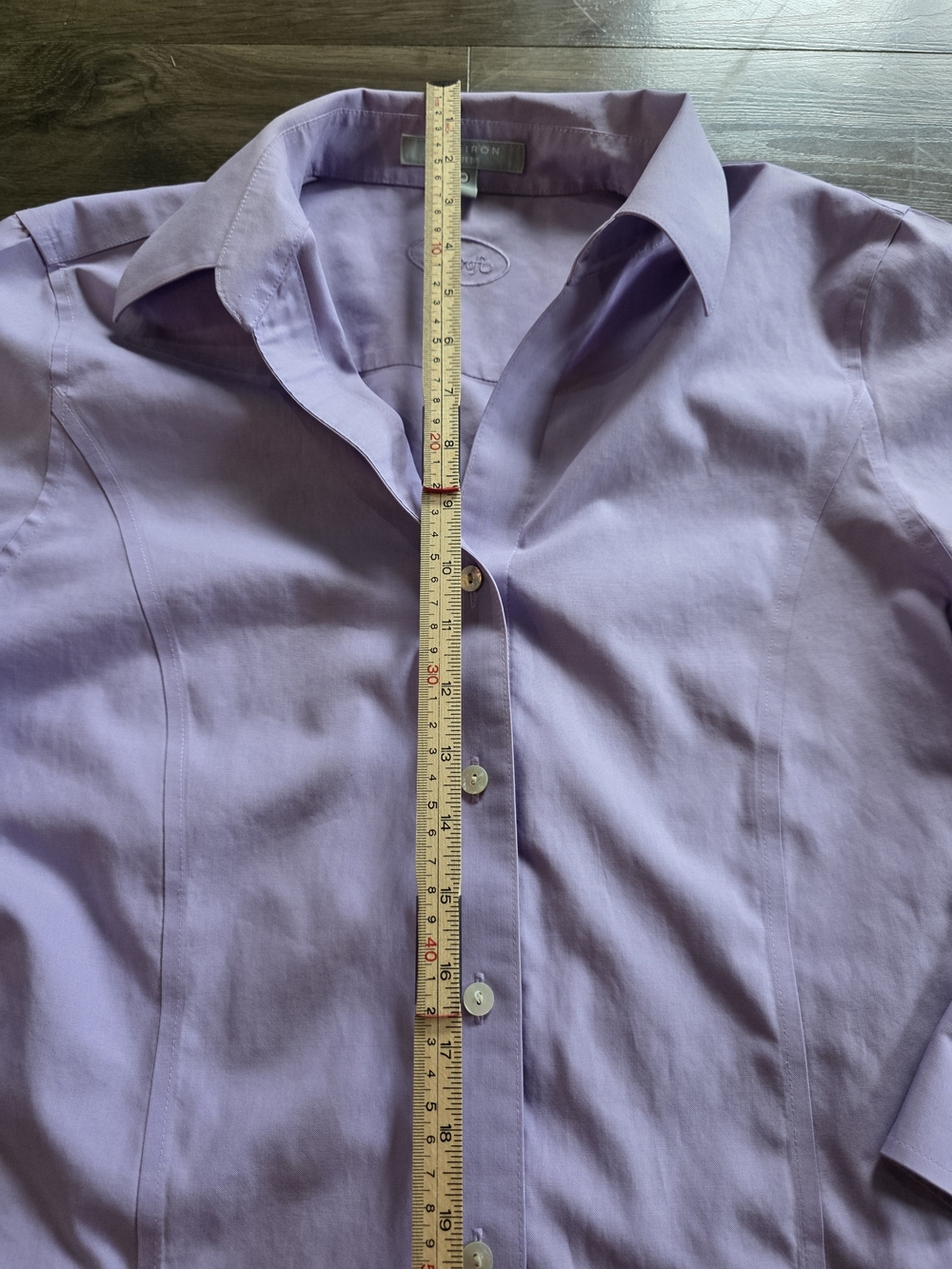 Foxcroft Non-Iron Fitted Blouse Lavender Lilac Button-Down Long Sleeve Sz 10 - Picture 6 of 9